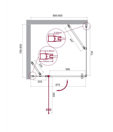 Душевой уголок BelBagno ETNA-AH-12-90/80-C-Cr