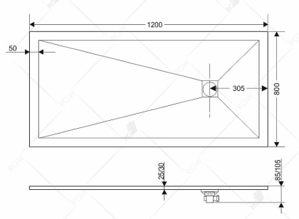Душевой поддон прямоугольный RGW ST-W Белый (Комплект)  800x1200