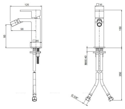 Смеситель для биде однорычажный Cezares UNIKA-BSM1-02 Смеситель для биде однорычажный Cezares UNIKA-BSM1-02