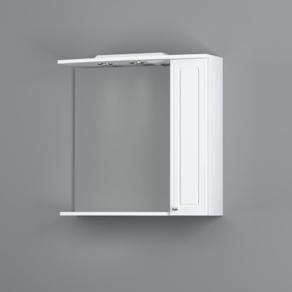 M41MPR0751WG Palace One, зеркало, частично зеркальный шкаф, правый, 75 см, с подсветкой, Белый, глян