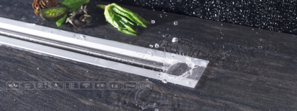 13100033 Линейный трап 650 мм CONFLUO PREMIUM SLIM LINE, ультратонкая модель с дизайн-вставкой Slim Исполнение: Матовый хром 