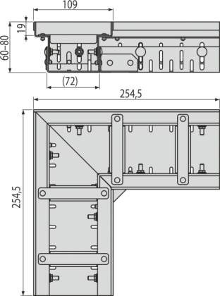 Дренажный угловой желоб 100 мм регулируемый, нержавеющая сталь