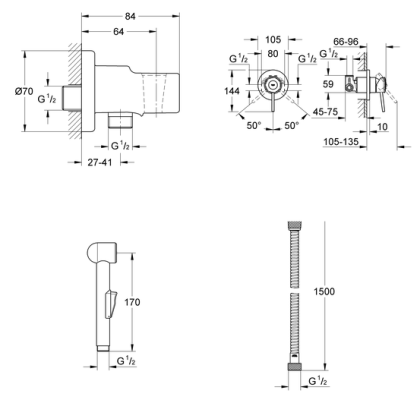 Гигиенический душ Grohe BauClassic 124434