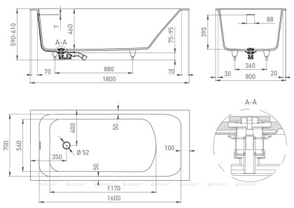 Ванна из искусственного камня ORLANDO_KIT 180,102112M