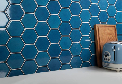 Керамическая мозаика, Hexagon big Deep Blue Glossy 95x110, Geometry Керамическая мозаика, Hexagon big Deep Blue Glossy 95x110, Geometry
