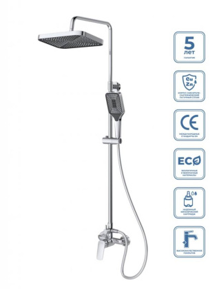 DUE Душевая стойка со смесителем, хром DUE-DOCM-CRM