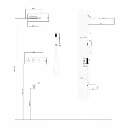 Душевая система ABBER Wasser Kreis AF8150RG скрытого монтажа с изливом, термостат, розовое золото Душевая система ABBER Wasser Kreis AF8150RG скрытого монтажа с изливом, термостат, розовое золото