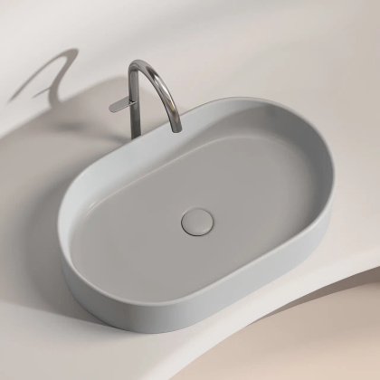 Умывальник чаша накладная овальная (цвет Серый Матовый) Element 608*385*122мм