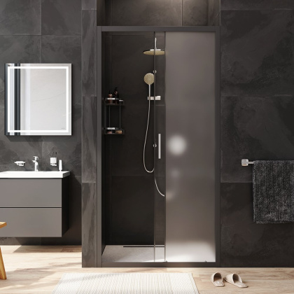 W90G-100-1-195BM Gem Solo Дверь душевая 100х195, стекло матовое, профиль Черный матовый