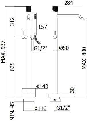 Смеситель для ванны с душем Paffoni Jo JO032NO