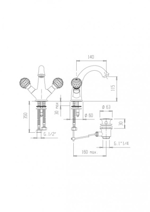 LORD-LS1-01 Смеситель для раковины с донным клапаном хром, ручки хром LORD-LS1-01 Смеситель для раковины с донным клапаном хром, ручки хром