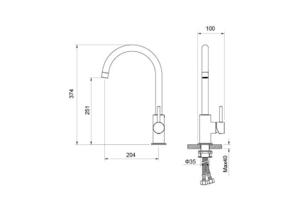 Смеситель для кухни AQUATEK, матовый черный AQ1382MB ЕВРОПА