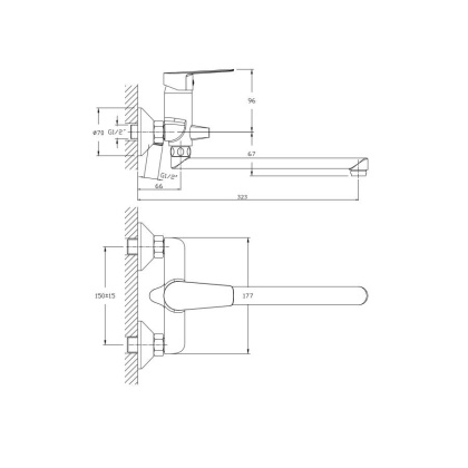 Смеситель для ванны с длинным поворотным изливом RUSH Disco (DI6935-51)
