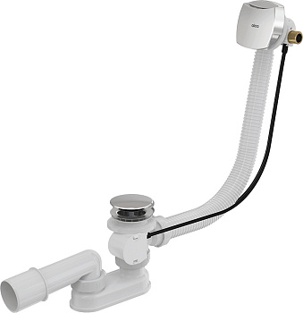 Сифон для ванны автомат с напуском воды через перелив, хром