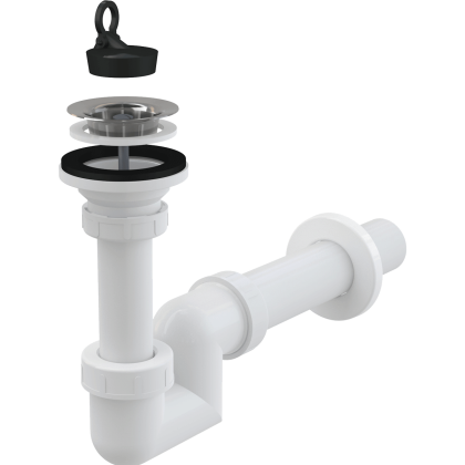 Сифон для умывальника S-образный DN40 с нержавеющей peшeткой DN63