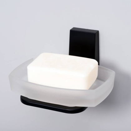 Мыльница Abens, 11х7х10,5 см, черная с белым, K-3229