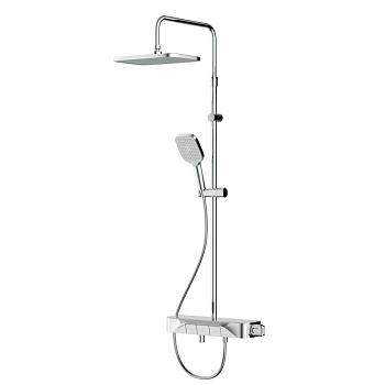 F078F700 Func, душ.система: Смеситель-полка д/ванны/душа, душ.штанга, верхн. душ квадр., ручн.душ, Хром