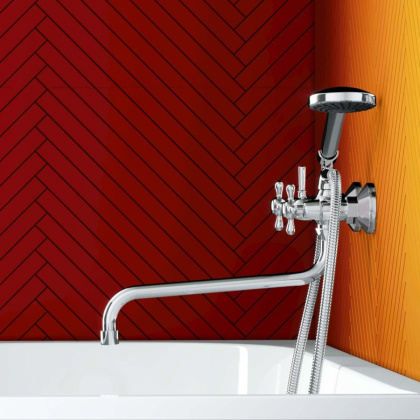 D6095000 Vintage двухзахватный Смеситель Для ванны и душа с универсальным изливом и душевым набором