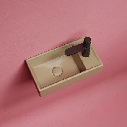 Умывальник подвесной прямоугольный (чаша слева, отверстие под смеситель справа) цвет капучино матовый Element 407*217*100