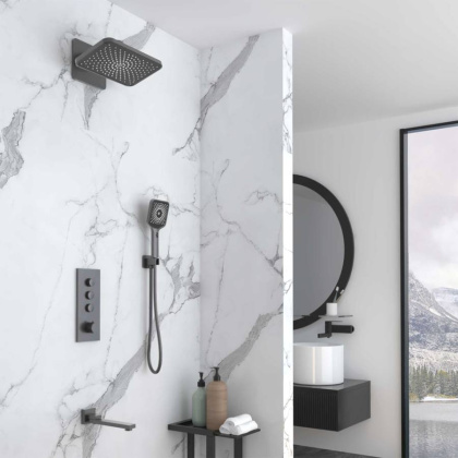 Душевой комплект VSFW-433TI4GM встраиваемый, термостат, трехрежимный, вороненая сталь