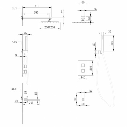 Душевая система ABBER Daheim AF8250G скрытого монтажа с изливом, термостат, золото матовое Душевая система ABBER Daheim AF8250G скрытого монтажа с изливом, термостат, золото матовое