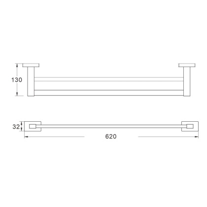 Полотенцедержатель трубчатый 2-ой, SG5627 Shevanik, Хром