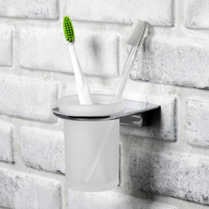 Подстаканник одинарный Kammel, 7,3х9,4х10,5 см, хром и белый, K-8328