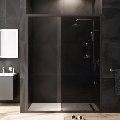W90G-150-1-195BG Gem Solo Дверь душевая 150х195, стекло тонированное, профиль черный матовый