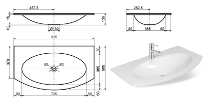 Раковина "Malta silk" 915х505