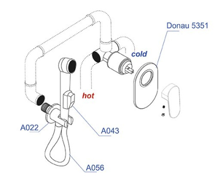 A11056 Встраиваемый комплект для биде со шлангом 100 см Wasserkraft A11056 Встраиваемый комплект для биде со шлангом 100 см Wasserkraft