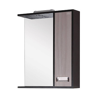 Шкаф-зеркало Onika Гамма 58 ясень шимо/венге, правый, с подсветкой