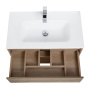 Тумба c раковиной подвесная с одним ящиком и одной открытой полкой BelBagno KRAFT 90 Rovere Nebrasca Nature, раковина белая