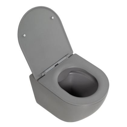 COLORATO Сиденье дюропласт, soft close, металлическое крепление, серое матовое, BB062SC-GR