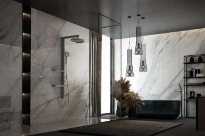 Душевая стойка Inspire VSFS-3I11GM с изливом, 30см верх душ, вороненая сталь