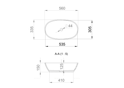 Раковина Salini CALLISTA 106 1101206SMRF S-Stone покраска по RAL полностью, накладная, матовая