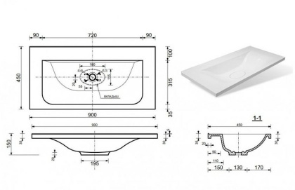 Раковина Эстет Бали 90 ФР-00001472, шт Раковина Эстет Бали 90 ФР-00001472, шт