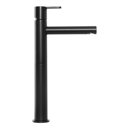 LEAF-LC1-L-NOP Смеситель для накладной раковины однорычажный, с донным клапаном, исполнение Чёрный матовый LEAF-LC1-L-NOP Смеситель для накладной раковины однорычажный, с донным клапаном, исполнение Чёрный матовый