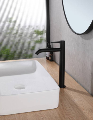 Смеситель ABBER Wasser Kreis AF8111B для накладной раковины, черный матовый Смеситель ABBER Wasser Kreis AF8111B для накладной раковины, черный матовый