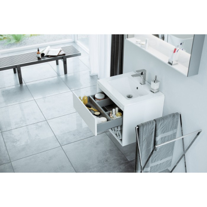 Тумба под раковину EXCELLENT Tuto 80 см (белый/белый), 1 ящик