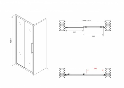 Душевая дверь ABBER Schwarzer Diamant AG30160MH