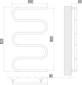 Полотенцесушитель Terminus Электро 25 Ш-обр 500х800  Полотенцесушитель Terminus Электро 25 Ш-обр 500х800