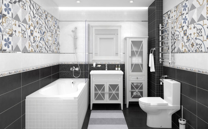 Alabama Плитка настенная чёрный мозаика 60021 20х60