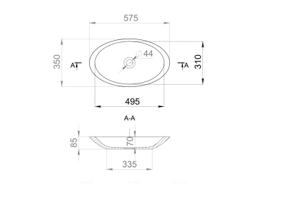 Раковина Salini CALLISTA 1101202SMRH 102 S-Stone покраска по RAL снаружи, накладная, матовая