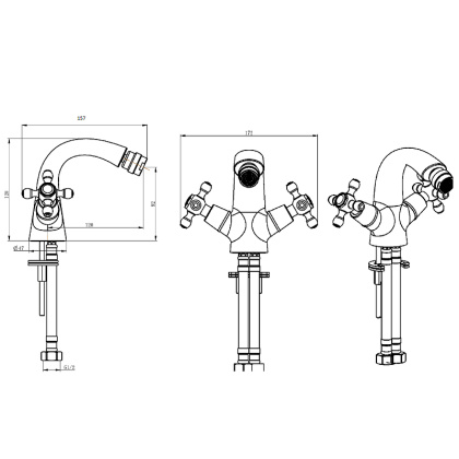 Смеситель для биде ROYAL CRYSTAL, хром_Комплект