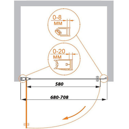 ELENA-W-B-1-70-C-Cr Душевая дверь