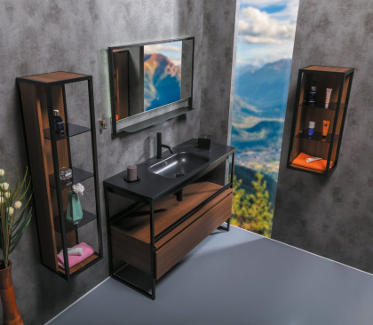 Столешница моноблок Vallessi 120 антрацит глянец керамика Столешница моноблок Vallessi 120 антрацит глянец керамика