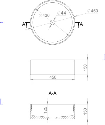 Раковина Salini S-Stone Armonia 45 см 130112SMRF, матовая