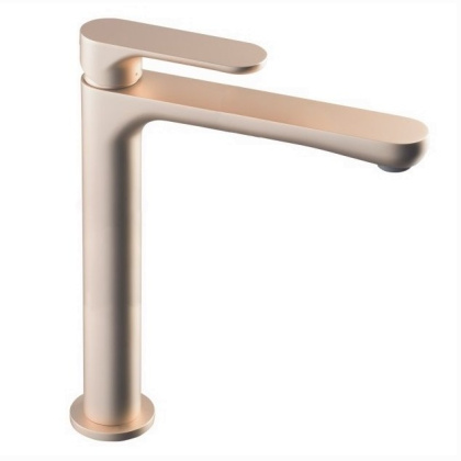 Смеситель для раковины OLE однорычажный высокий без донного клапана, золотой атласный