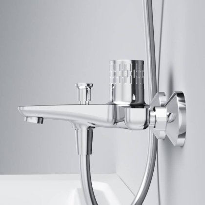 F90A10400 Gem Смеситель для ванны/душа с индикацией температуры, хром, шт.