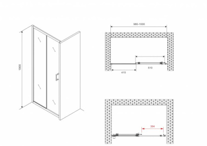 Душевая дверь ABBER Schwarzer Diamant AG30100B5 Душевая дверь ABBER Schwarzer Diamant AG30100B5